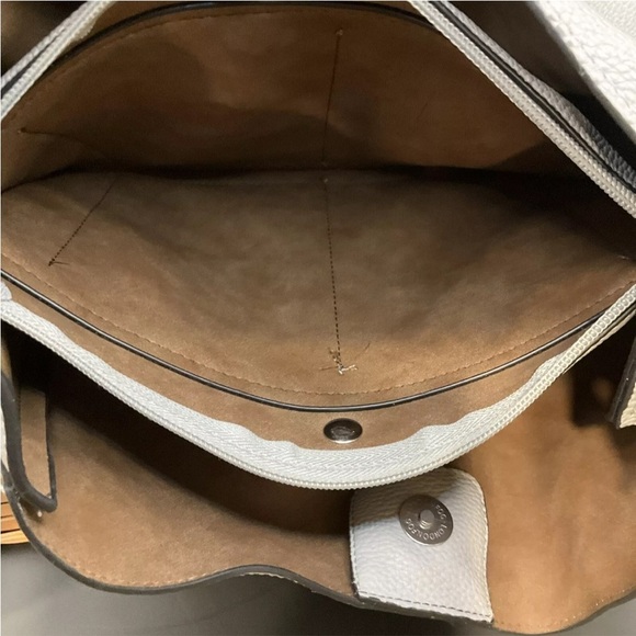 LONDON FOG Satchel Purse Strap Hand Gray/Tan Pebbled - Picture 5 of 14